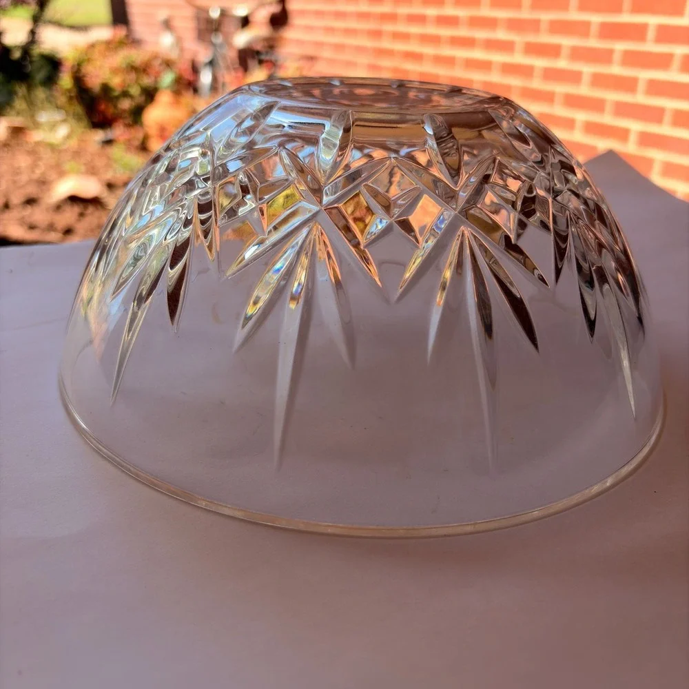 Vintage Lead‎ Crystal Pineapple Pattern Bowl Scalloped Edge Cut Glass Fruit Dish